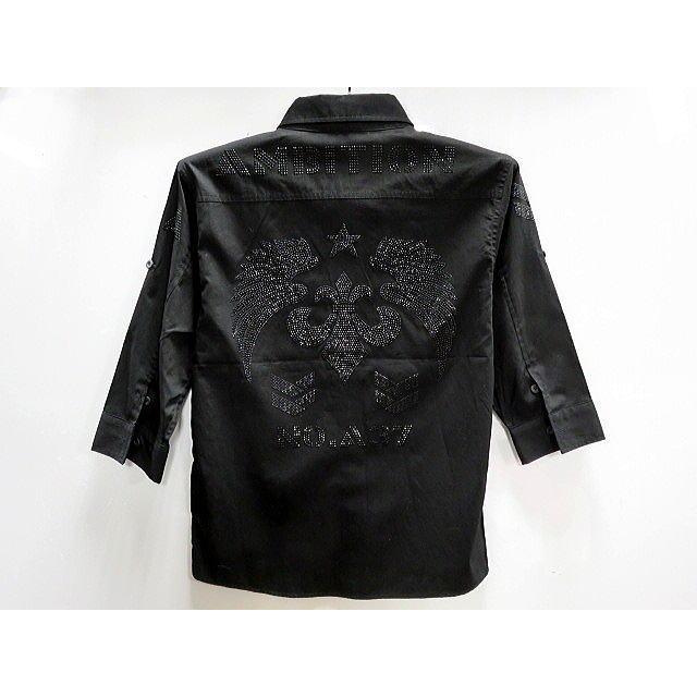 Be Ambition 5分袖シャツ 百合＆ウイング ラインストーン ビー