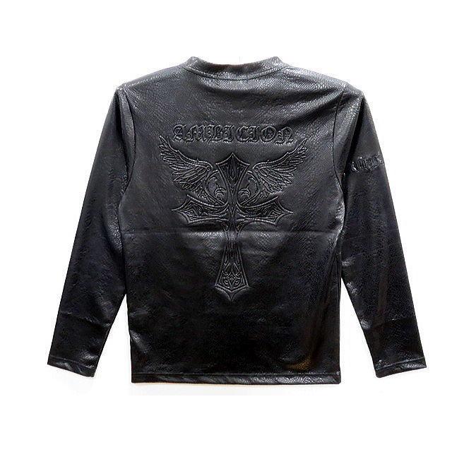 BE AMBITION クロス＆ロゴ Vネック 長袖Tシャツ ビーアンビション