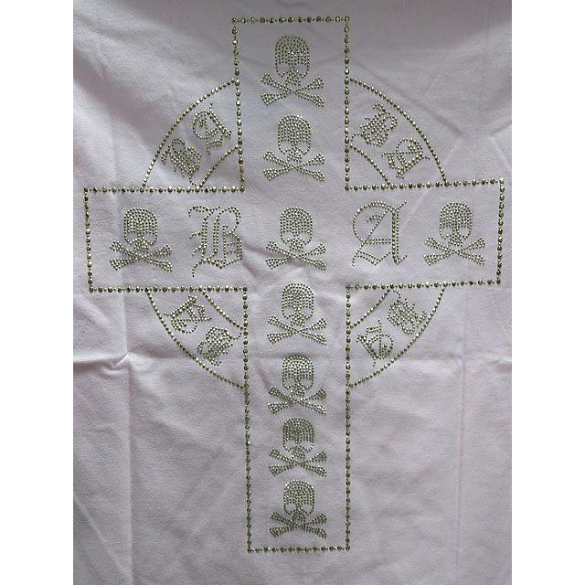 BE AMBITION ラインストーン スカルクロス 半袖Tシャツ ビー