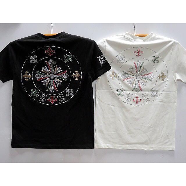 Be Ambition 半袖Tシャツ クロス＆百合ラインストーン ビー