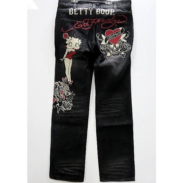 BETTY BOOP × Ed Hardy　総刺繍デニムパンツ　ベティ×エド ハーディー BETTY BOOP × Ed Hardy 総刺繍デニムパンツ ベティ×エド ハーディー