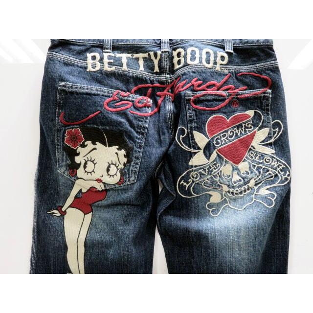 BETTY BOOP × Ed Hardy 総刺繍デニムパンツ ベティ×エド BETTY BOOP × Ed Hardy 総刺繍デニムパンツ ベティ×エド