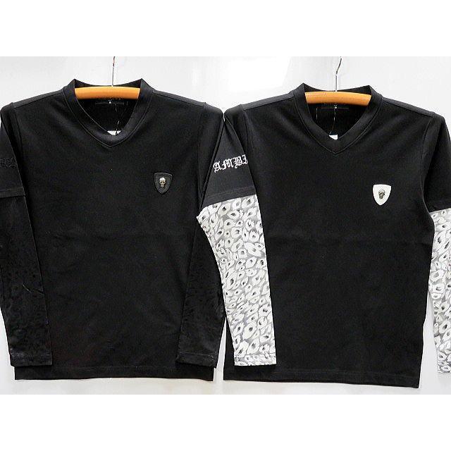 BE AMBITION スカル レオパード柄レイヤードVネック長袖Tシャツ ビー