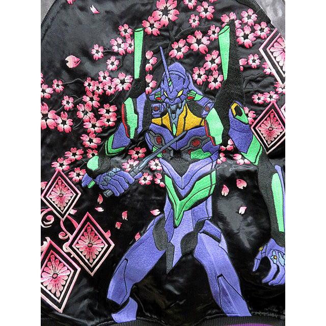 錦×エヴァンゲリオン スカジャン 錦-nishiki-×エヴァンゲリオン 桜乱 EVA4機と月華 綾波レイ 和柄