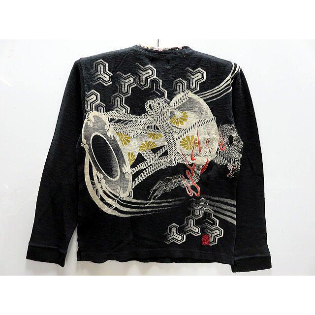 カラクリ魂 和柄長袖Tシャツ 火炎龍刺繍 KARAKURI : takafuku1915 