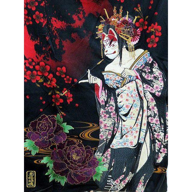 絡繰魂 粋 狐面芸者 刺繍 半袖Tシャツ : takafuku1915 - 通販 - Yahoo