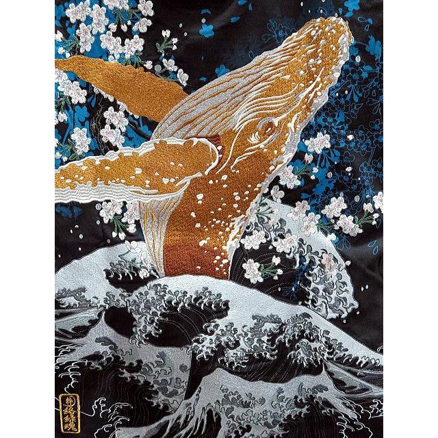 絡繰魂・粋 和柄 半袖Tシャツ 座頭鯨 飛翔 カラクリ魂 : takafuku1915