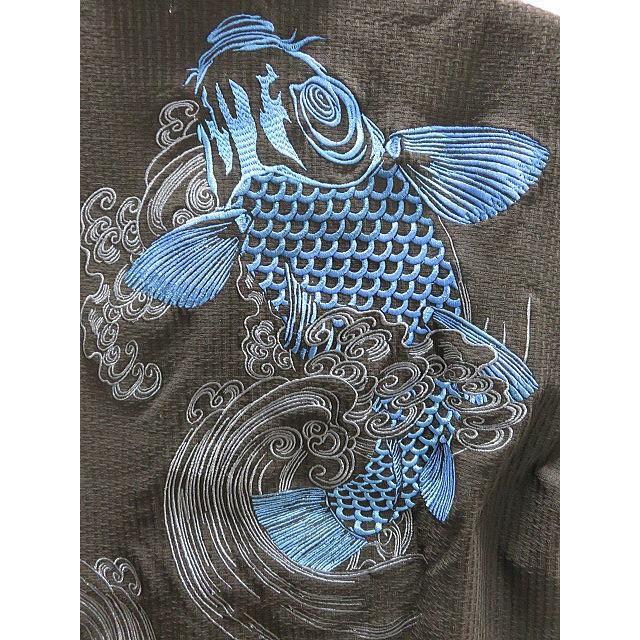 カラクリ魂 和柄 半袖ポロシャツ 緋鯉刺繍 パイソンレイヤード