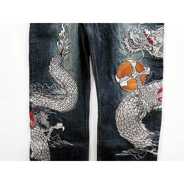 絡繰魂・粋 デニムパンツ 和柄 白龍刺繍 カラクリ魂 絡繰魂・粋 デニムパンツ 和柄 白龍刺繍 カラクリ魂