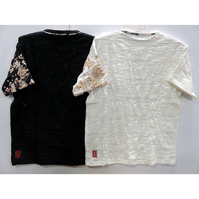 絡繰魂 桜 ジャガード ヘンリーネック 半袖Tシャツ カラクリ魂