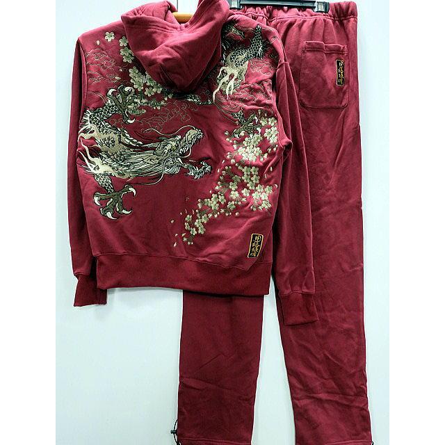 絡繰魂 粋 龍桜刺繍スウェット上下セットアップ カラクリ魂