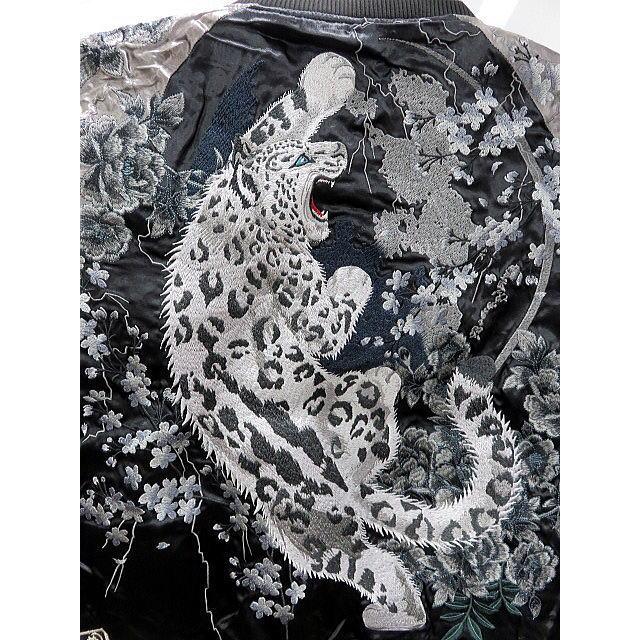 絡繰魂 粋 リバーシブルスカジャン 雪豹×桜牡丹総刺繍 和柄