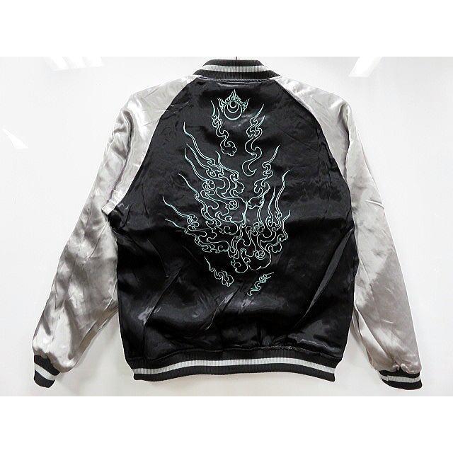 絡繰魂 粋 リバーシブルスカジャン 狐火九尾総刺繍 和柄