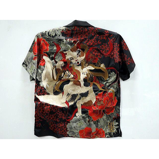 絡繰魂・粋  和柄　　半袖シャツ　猫又百花繚乱　　カラクリ魂 絡繰魂・粋 和柄 半袖シャツ 猫又百花繚乱 カラクリ魂 : takafuku1915