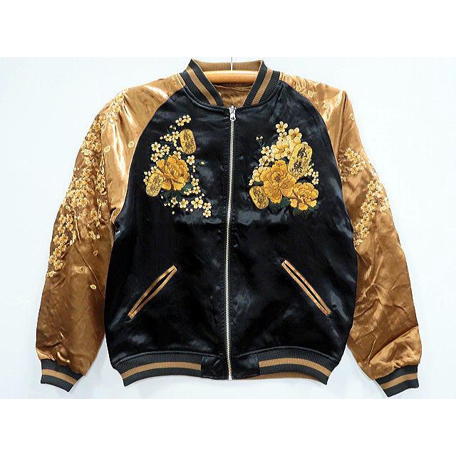 絡繰魂　希少　リバーシブルスカジャン 絡繰魂 URUSHI 漆黒 獅子 刺しゅう リバーシブル スカジャン L