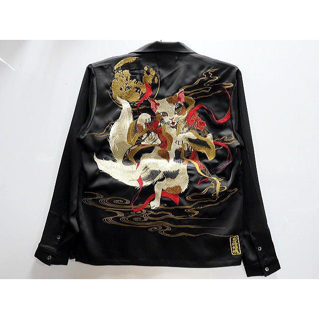 絡繰魂 粋　和柄　猫又オープンカラーシャツ　カラクリ魂 絡繰魂 粋 和柄 猫又オープンカラーシャツ カラクリ魂 : takafuku1915