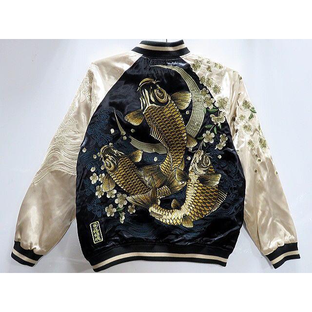 絡繰魂 粋 リバーシブルスカジャン 月光鯉群 和柄 カラクリ魂 KARAKURI