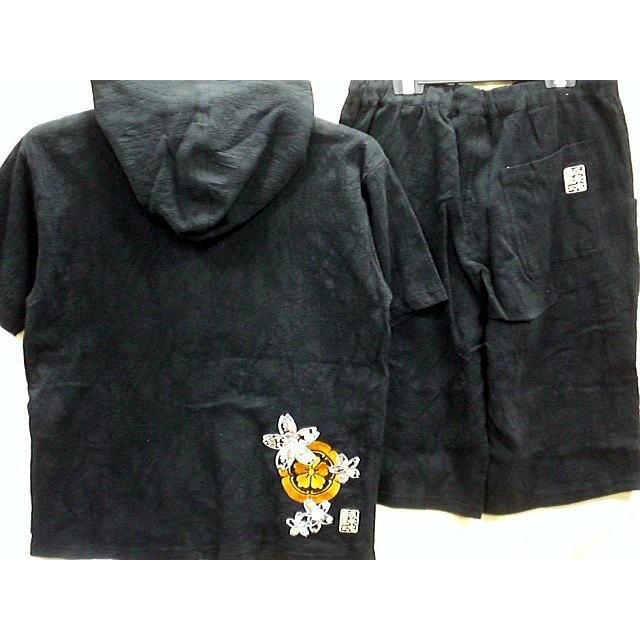 絡繰魂 カラクリ魂 和柄 半袖パーカー・ハーフパンツ上下セット 家紋桜