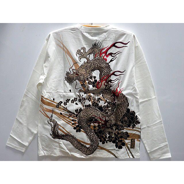 絡繰魂・粋　和柄　長袖Tシャツ　桜龍神刺繍　 カラクリ魂 絡繰魂・粋 和柄 長袖Tシャツ 桜龍神刺繍 カラクリ魂 : takafuku1915