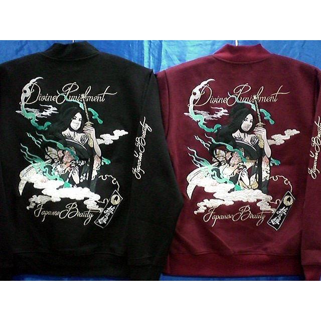 カラクリ魂　抜刀娘　ジップアップ　スエードトレーナー　穂乃花　総刺繍　和柄　KARAKURI カラクリ魂 抜刀娘 ジップアップ スエードトレーナー 穂乃花 総刺繍 和