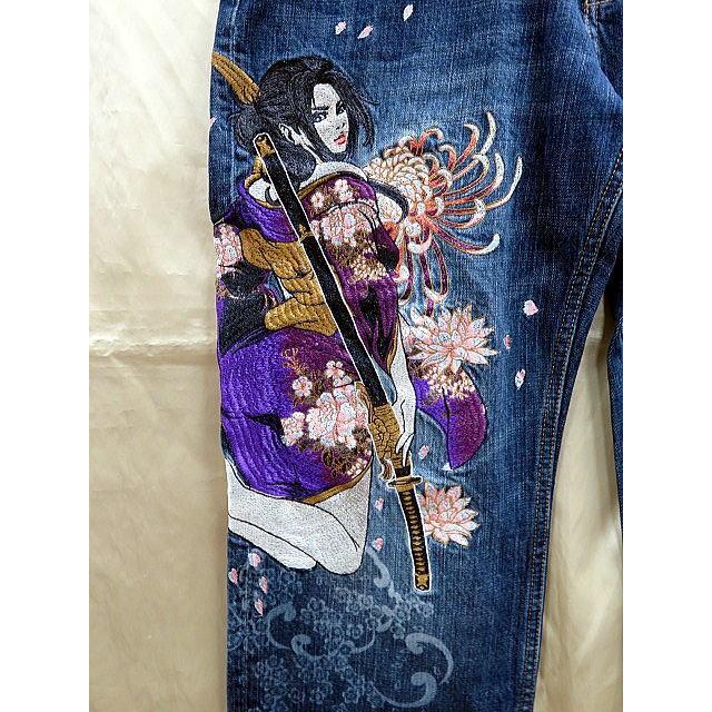 絡繰魂　抜刀娘　和柄　デニムパンツ 穂乃香　KARAKURI　カラクリ魂 絡繰魂 抜刀娘 和柄 デニムパンツ 穂乃香 KARAKURI カラクリ魂