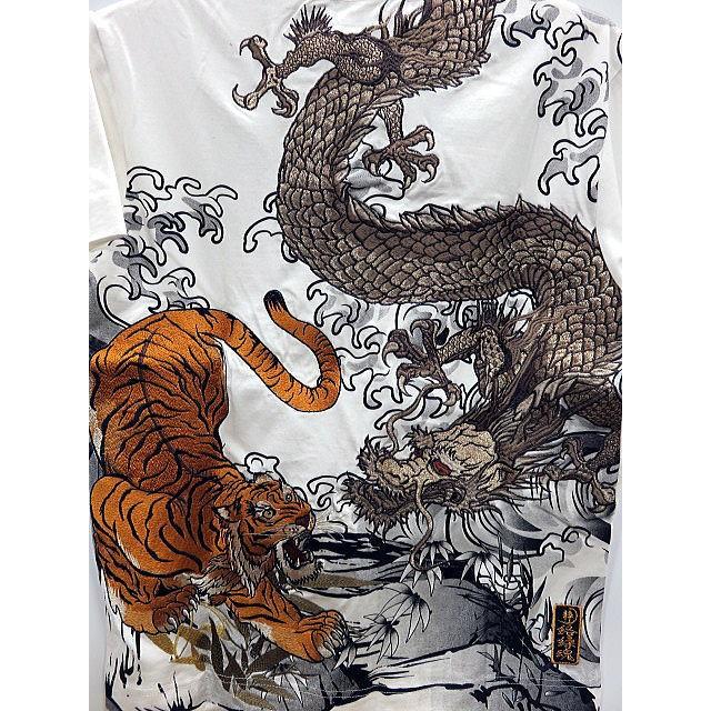絡繰魂 粋 和柄 半袖Tシャツ 龍虎刺繍 カラクリ魂 : takafuku1915 