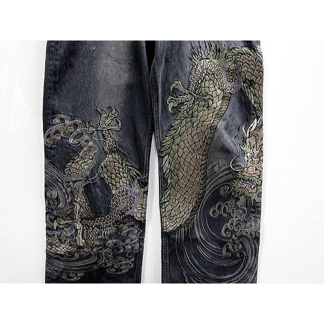 絡繰魂 粋 デニムパンツ 水神暴走刺繍 カラクリ魂 : takafuku1915
