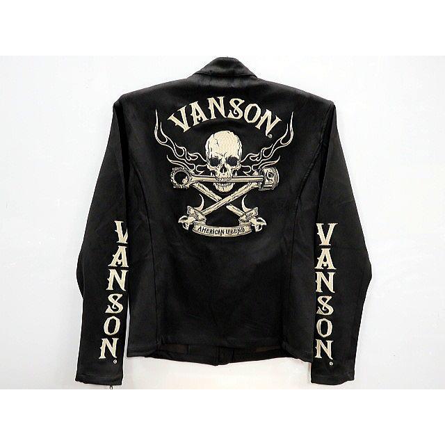 vanson leathers スカル刺繍 プレーティング ライダースジャケット