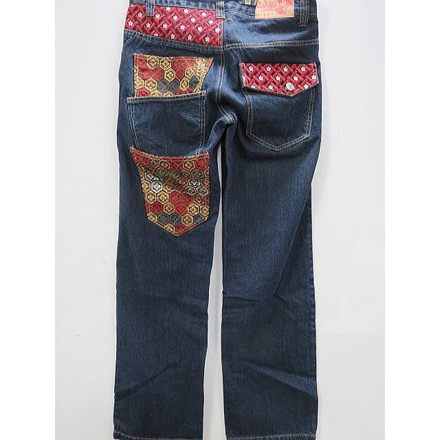 神楽 和生地切替3連ポケット デニムパンツ 華鳥風月 : takafuku1915