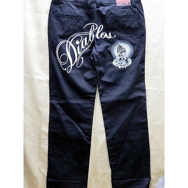 DIABLOS　綿　サテン　ツイルパンツ　PRAY HANDS刺繍　ディアブロス