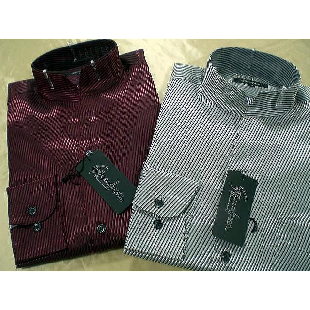 日本製　ドレスシャツ ストライプ　スタンドカラー 日本製 ドレスシャツ ストライプ スタンドカラー : takafuku1915