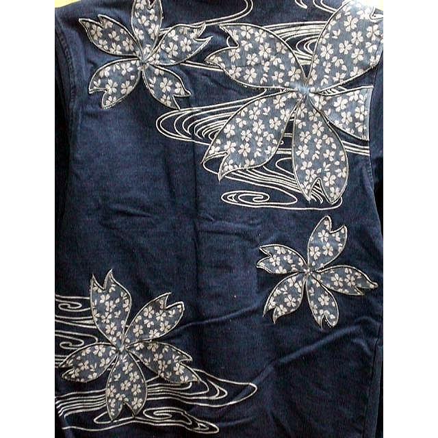 錦 和柄 ニットデニムショールジャケット 流水に桜刺繍 NISHIKI