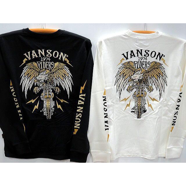vanson leathers イーグル＆バイク刺繍長袖Tシャツ ロンT VANSON