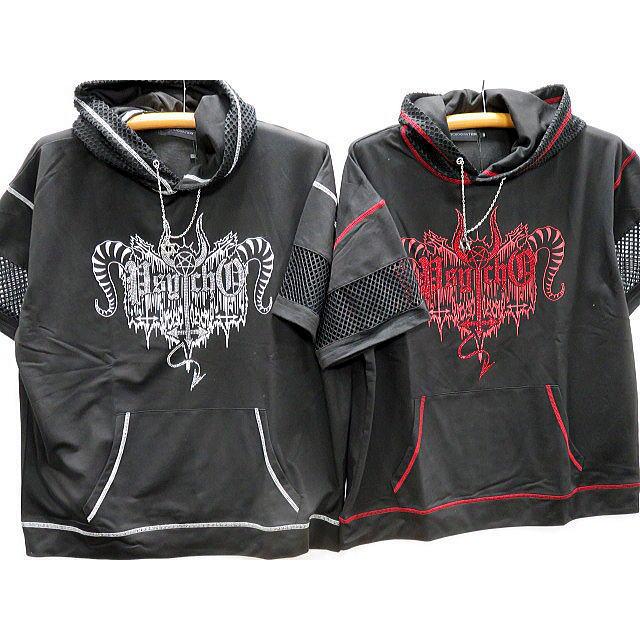 PSYCHO NATION　メッシュ切替ストーン 半袖パーカー　サイコネーション PSYCHO NATION メッシュ切替ストーン 半袖パーカー サイコネーション