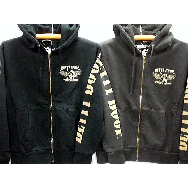 ローブローナックル X BETTYBOOP ジップアップパーカー MOTORCYCLE LOW