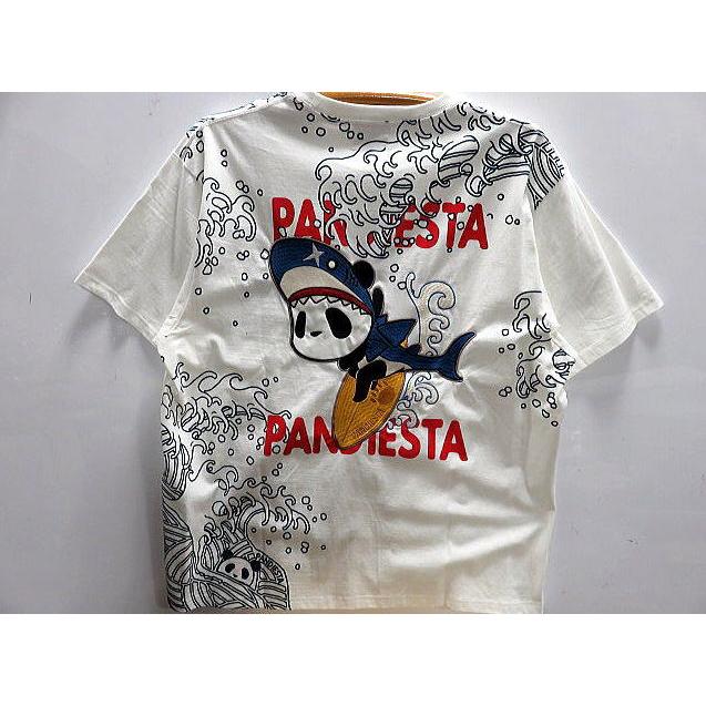 大きいサイズ　PANDIESTA JAPAN　波乗りパンダ刺繍　半袖Tシャツ　パンディエスタ 大きいサイズ PANDIESTA JAPAN 波乗りパンダ刺繍 半袖Tシャツ パンディ