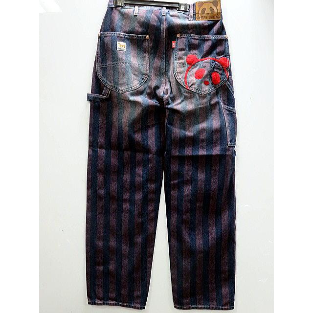 PANDIESTA JAPAN　熊猫謹製　ストライプ　ジャガード　デニム　ワイド　ペインターパンツ　パンディエスタ PANDIESTA JAPAN 熊猫謹製 ストライプ ジャガード デニム ワイド