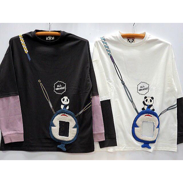 PANDIESTA JAPAN　サメ型スマホポーチ付きフェイクレイヤード長袖Tシャツ　ビッグシルエット　パンディエスタ PANDIESTA JAPAN サメ型スマホポーチ付きフェイクレイヤード長袖T