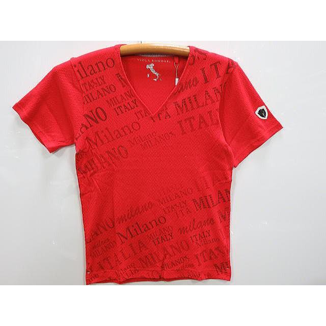 VIOLA rumore 半袖Tシャツ Vネック 総柄プリント切替 : takafuku1915 