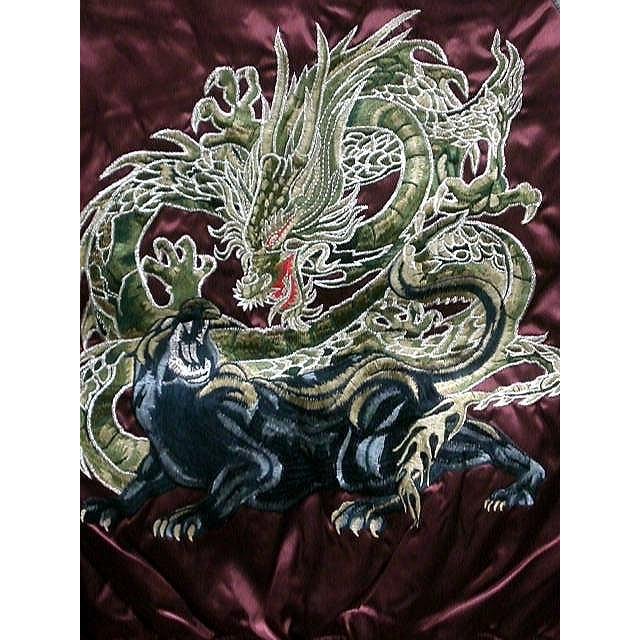 スカジャン 日本製本格刺繍のスカジャン2L 龍と黒豹 : takafuku1915