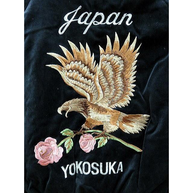 スカジャン 鷹に薔薇 日本製本格刺繍 : yh-5017-blk : takafuku1915