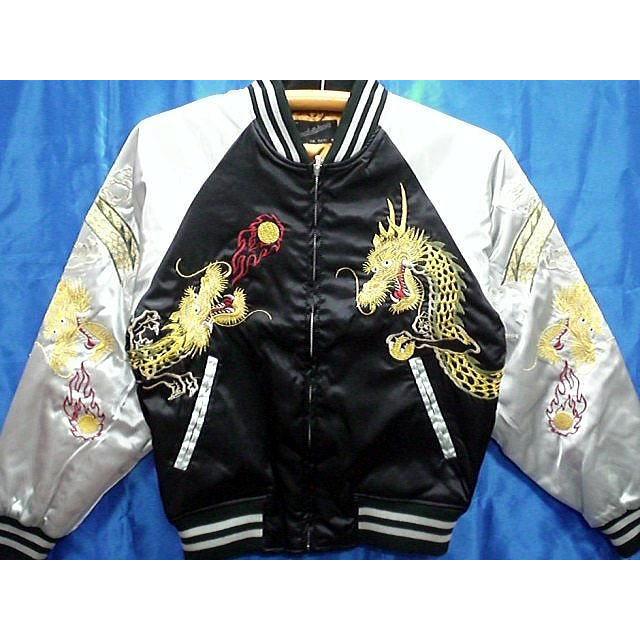 スカジャン 鷲 龍 刺繍 Japan 日本製 大きいサイズ 3L takafuku1915_yh-6147-a-3l-bsv