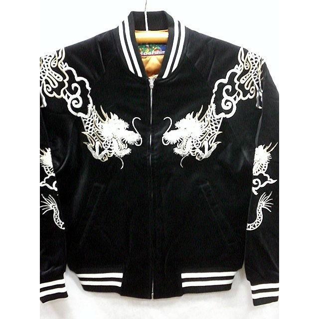 スカジャン　日本製本格刺繍のスカジャン2L　つなぎ双竜　 別珍 スカジャン 日本製本格刺繍のスカジャン2L つなぎ双竜 別珍