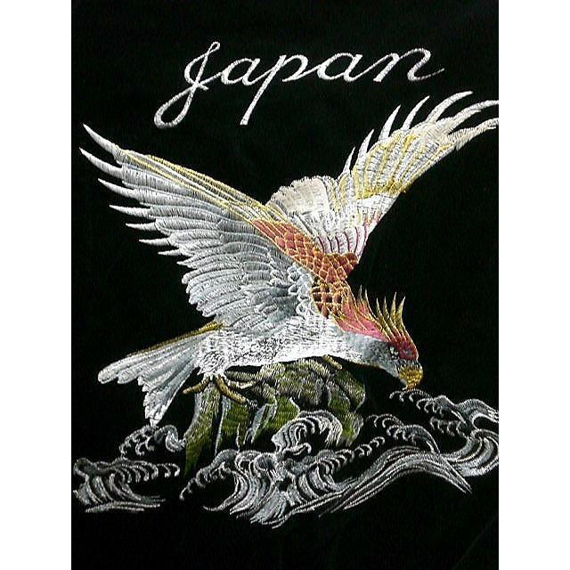 黒 [希少]レザー スカジャン Japan 鷲刺繍 スカジャン 波鷹刺繍 別珍 日本製本格刺繍 : takafuku1915 - 通販