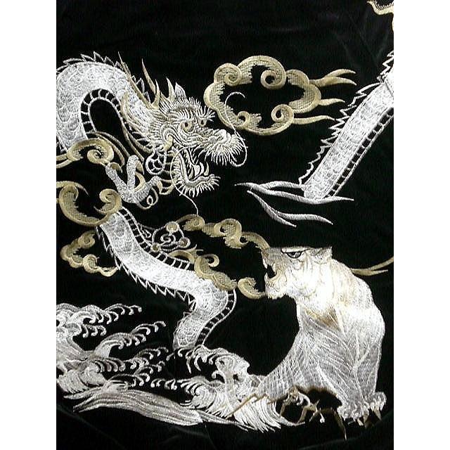 スカジャン 日本製本格刺繍のスカジャン2L つなぎ竜虎 別珍