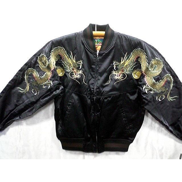 スカジャン 胸ツナギ玉龍 日本製本格刺繍のスカジャン