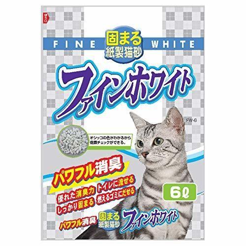 オシッコの色がわかる紙製猫砂 ファインホワイト 6L×7個 ケース｜takahaji-shop｜03