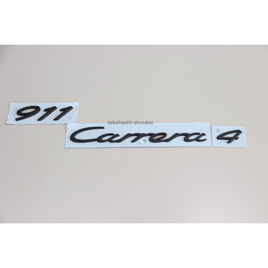 991型 ポルシェ911 リアエンブレム ’911 Carrera 4’ マットブラック (艶消し黒)  カレラ4 その他997 996 993 964 930にも