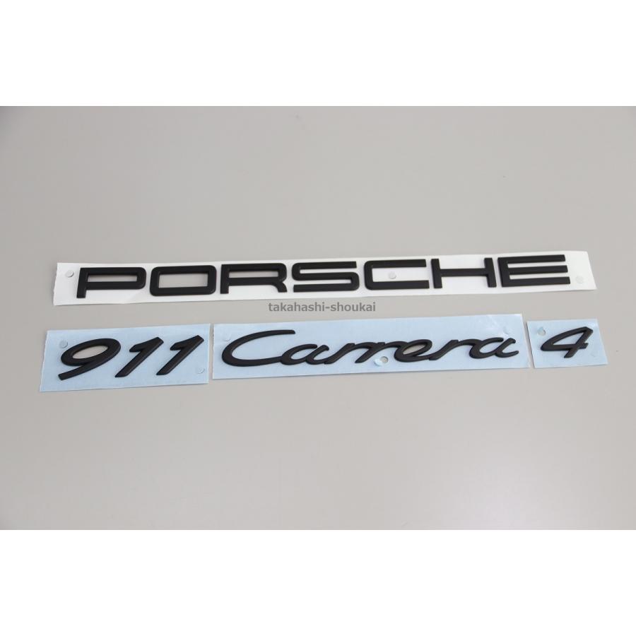 PORSCHE DESIGN - ポルシェ文句なし部分品 後押し旗幟 ’PORSCHE 911 Carrera 4’ 引っ敷き黒いこと (艶消し黒) 991型 ポルシェ911 カレラ4 ドレスアップ用品-車、バイク、自転車-自動車