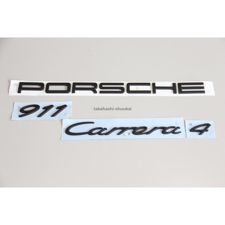 PORSCHE DESIGN - ポルシェ文句なし部分品 後押し旗幟 ’PORSCHE 911 Carrera 4’ 引っ敷き黒いこと (艶消し黒) 991型 ポルシェ911 カレラ4 エンブレム-自動車